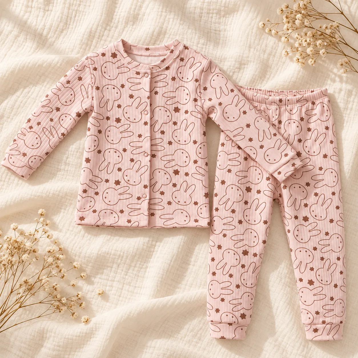 Kız Çocuk Pijama Takımı Tavşan Desenli