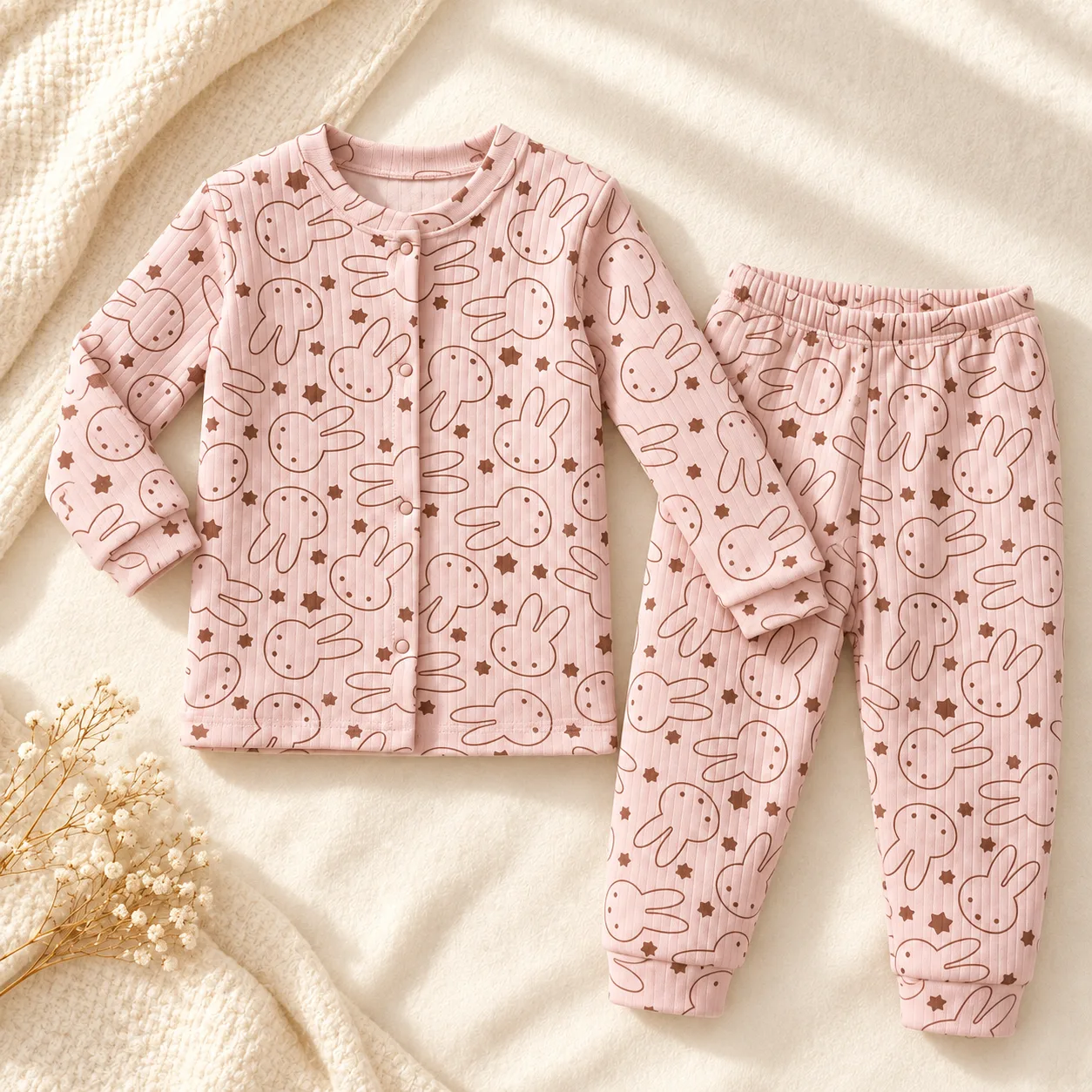 Kız Çocuk Pijama Takımı Tavşan Desenli