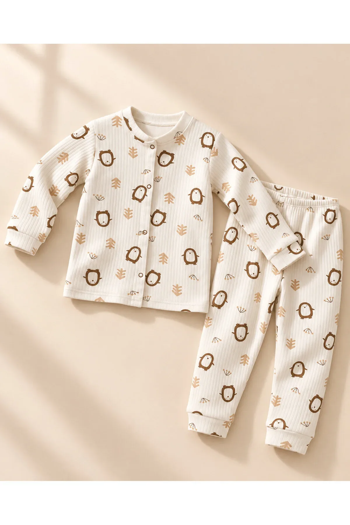 Kız Çocuk Pijama Takımı Penguen Desenli