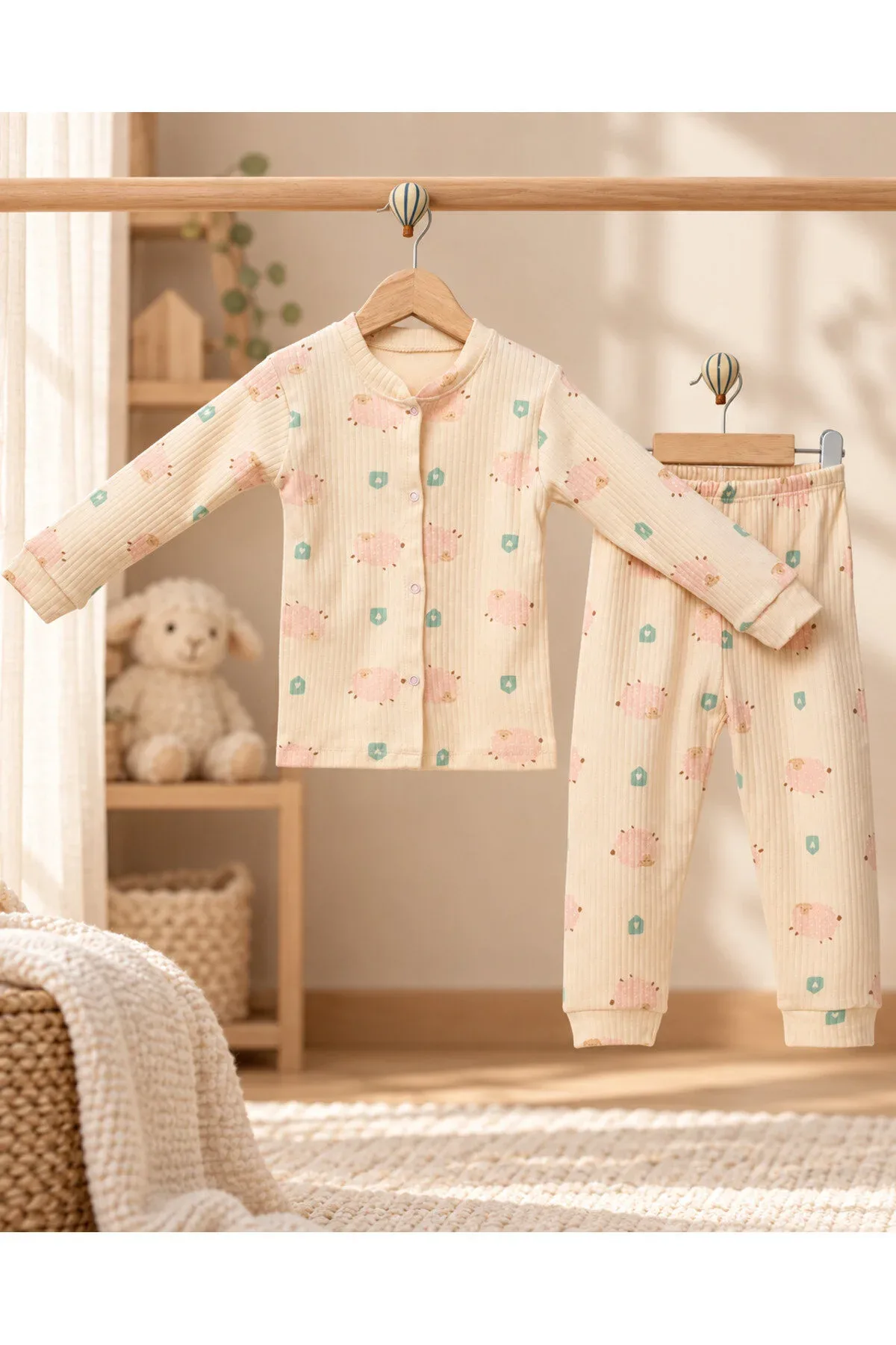 Kız Çocuk Pijama Takımı Kuzu Desenli